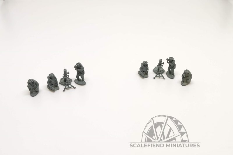 1/144 (12mm) British 4.2 inch mortar team firing x2