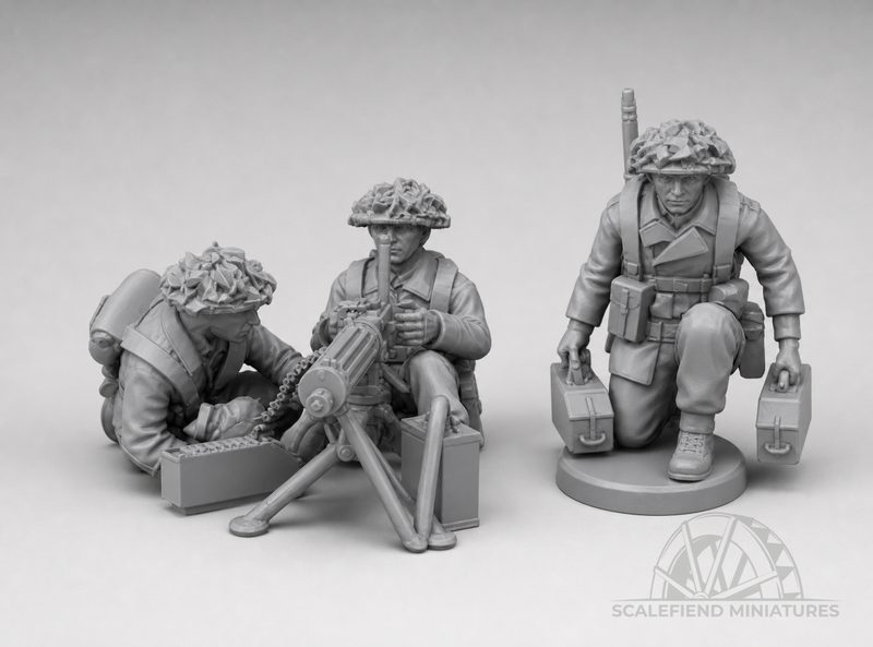 1/144 (12mm) British WWII Vickers machine gun team - firing