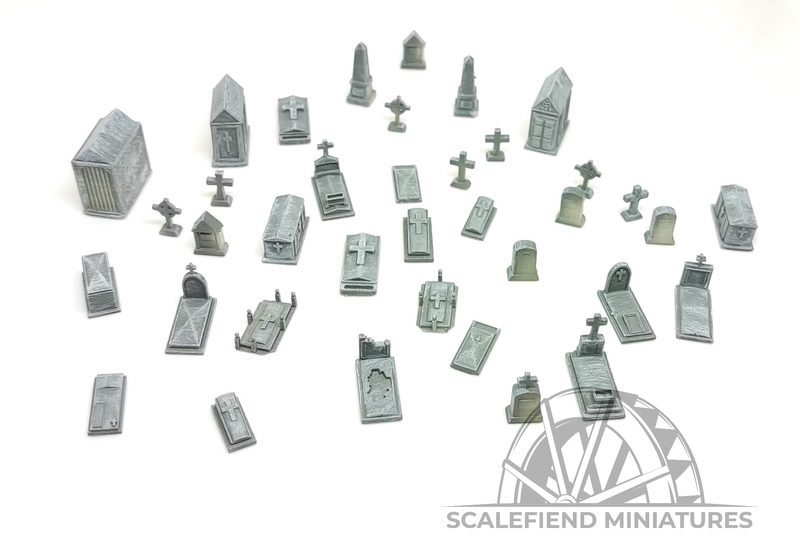 1/144 12mm Church Grave & Headstone mega pack