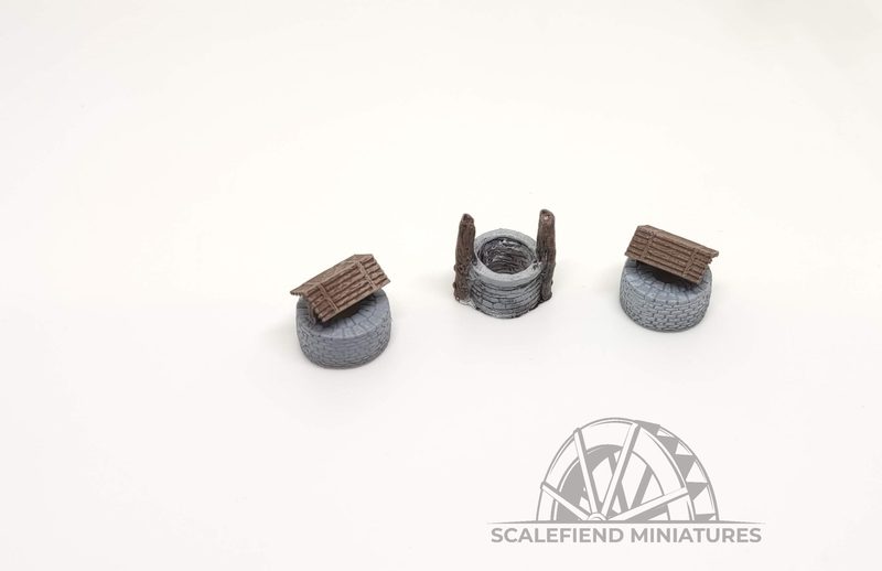 1/144 12mm Stone rural wells x3