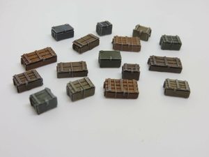 1/72 Crates & boxes - set of 16 pieces - stowage/diorama - HO OO