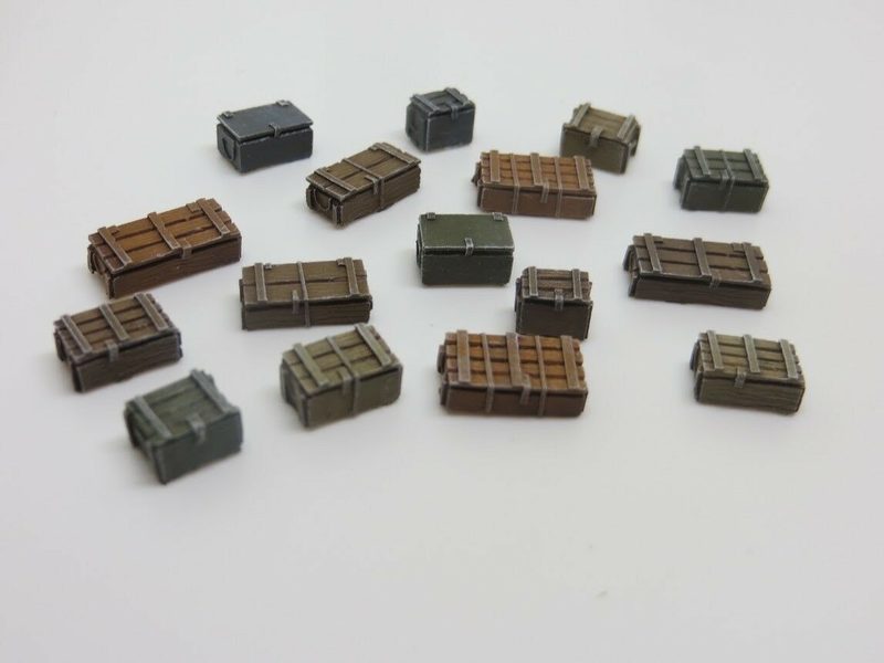 1/72 Crates & boxes - set of 16 pieces - stowage/diorama - HO OO