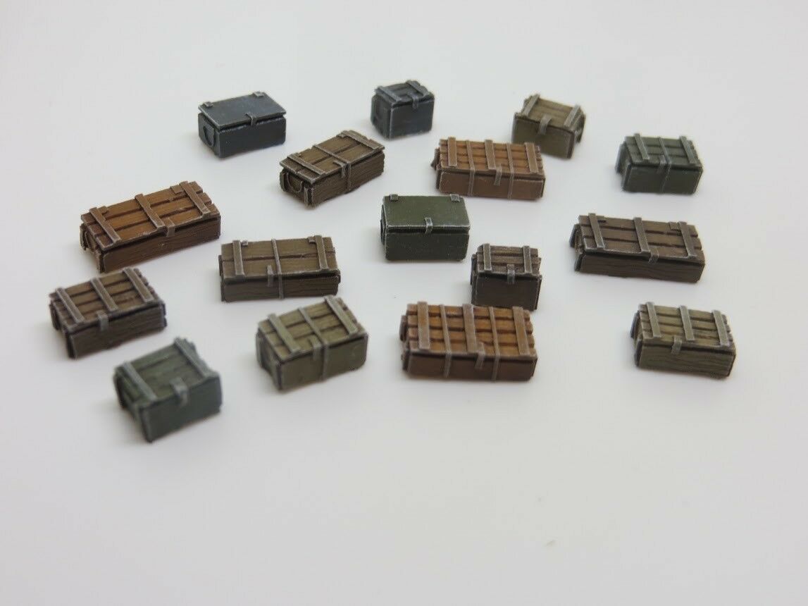 1/72 Crates & boxes - set of 16 pieces - stowage/diorama - HO OO image 1